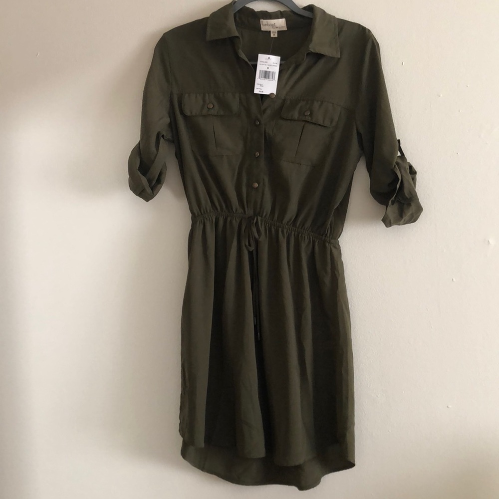 Olive green shirt dress
